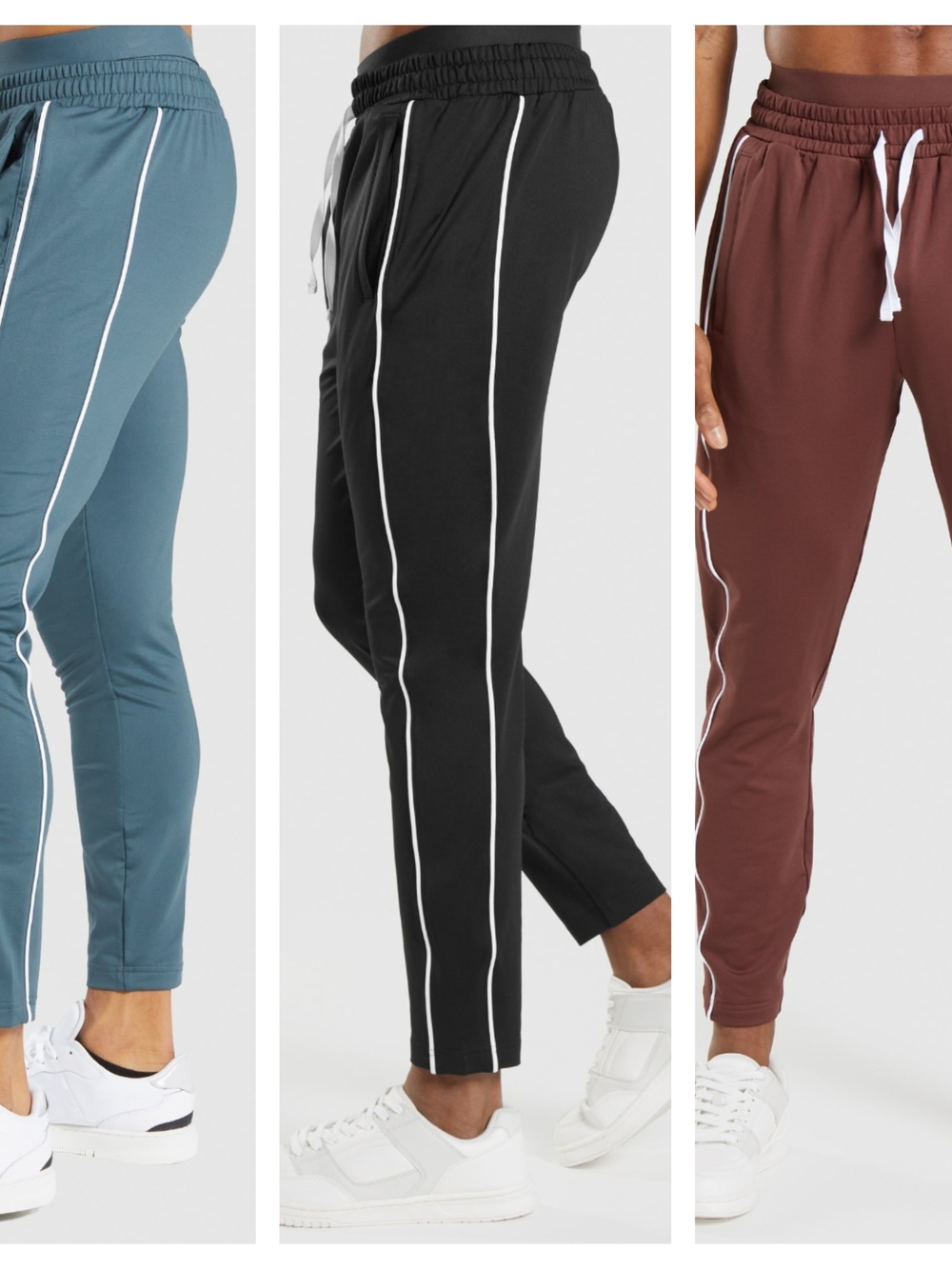 Gymshark BUNDLE OF 4 RECESS JOGGERS-Stripe Joggers in Teal, Black, LIGHT & Brown